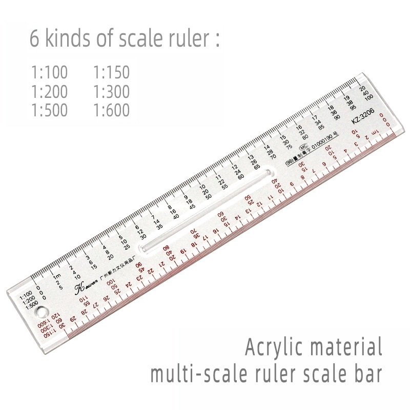 Multi-scale scale acrylic ruler engineer architect technical architecture drawing tool drawing ruler: WHITE
