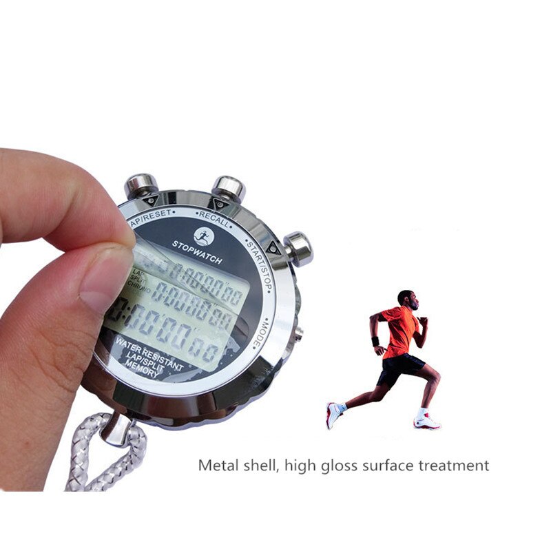 PS-538 Stopwatch Timing Sports Classic Multi-function Metal Timer Digital Display Dwaterproof Electronic Chronograph
