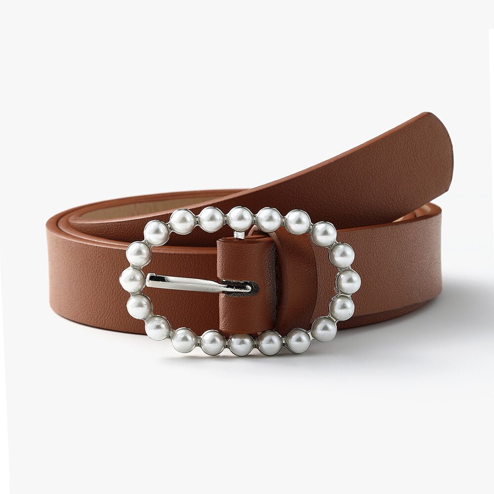 gorący sprzedaży panie dzikie perły pas modny pasek biodrowy ze sprzączką dżinsy sukienka paski: brązowy