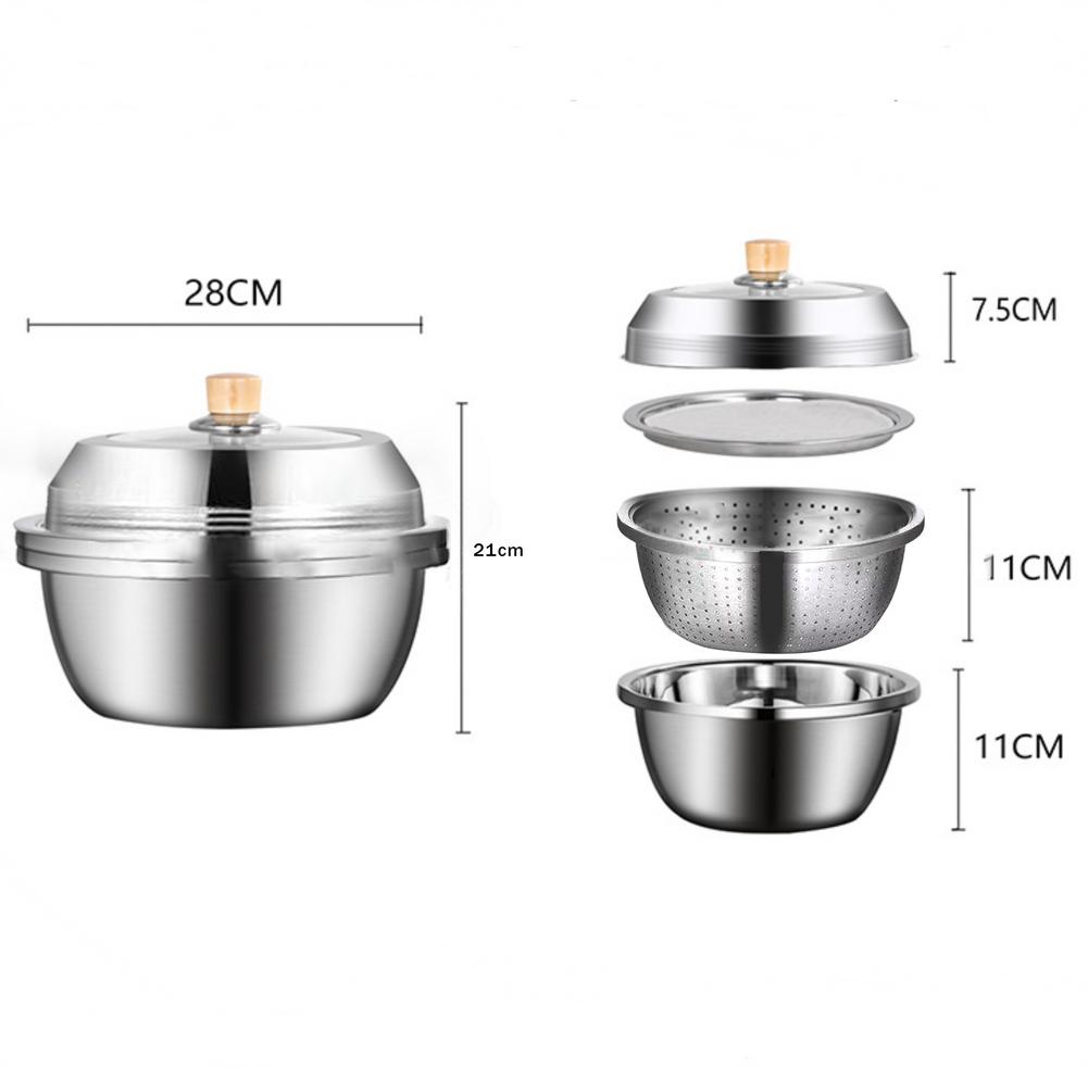 Passoire Fine maille panier inox bassin 5-en-1 râpe ensemble avec couvercle coupe-légumes Drain bassin cuisine Fruits lavage Basi