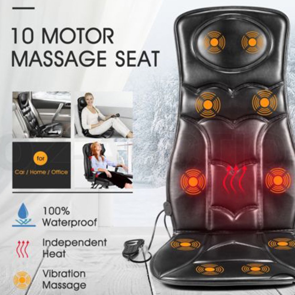 10 motor vibrationer massage stol sædehynde m / varme til hjemmekontor bil