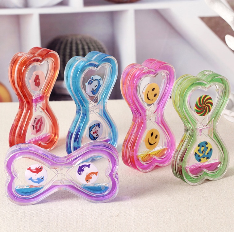 Valentine's Day Double Hourglass Liquid Timer Visual Timer Oil Liquid Motion Hourglass Floating Desk Heart Decoration Acrylic