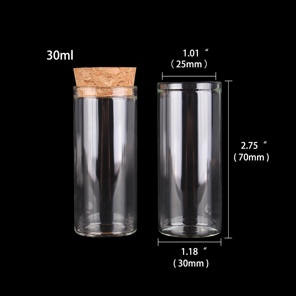 12 pieces/lot 15ml 20ml 25ml 30ml 40ml 45ml 50ml 55ml 60ml Glass Test Tubes With Cork Stopper Wishing Bottles for Art DIY Crafts: Blue