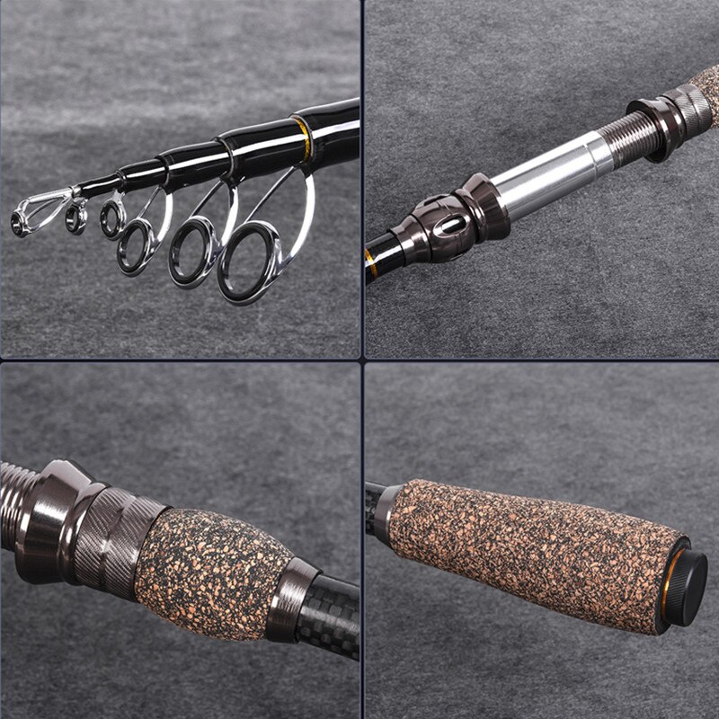 1.8M 2.1M 2.4M 2.7M Fishing Rod Carbon Fold Spinning Sea River Lake Stainless Steel Fishing Rod Fish Tools