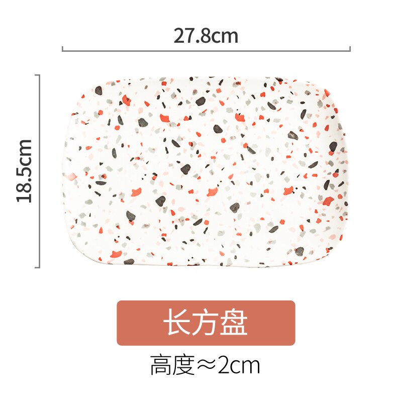 Vaisselle en céramique Terrazzo de 10 pouces, plateau de rangement, tasse à café, plateau à manger pour la maison, salon de thé, accessoires de décoration: 27.8cm