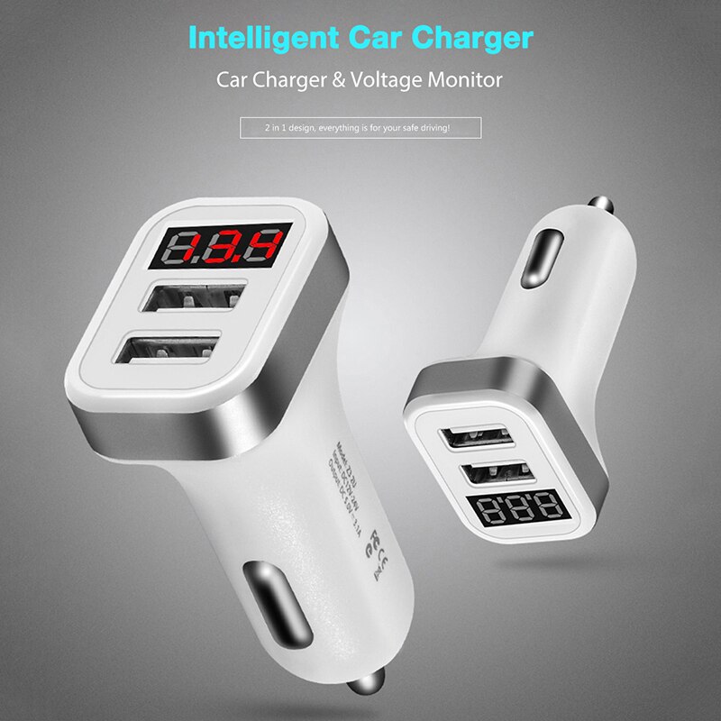 Max 2.1A Auto Ladegerät LCD Display Dual USB Port für iPhone iPad Samsung Xiaomi Telefon Lade Adapter Auto-ladegerät doppel USB