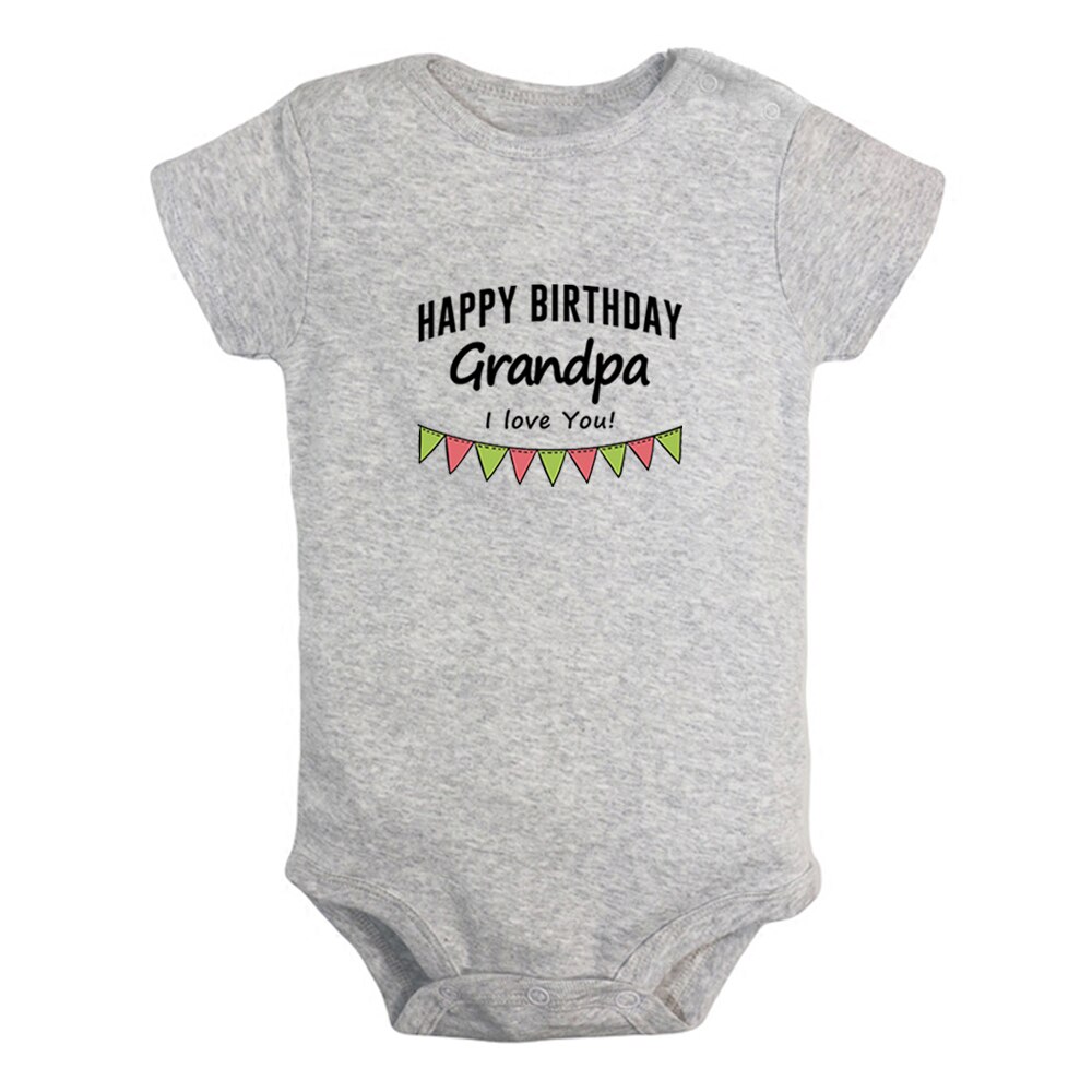 Feliz aniversário vovô eu te amo bebê meninos diversão macacão bebê meninas bonito bodysuit infantil mangas curtas macacão roupas macias: BabyG8250D / 0-6M