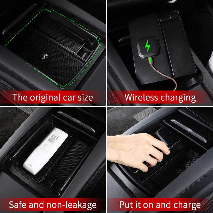 Almacenamiento de carga inalámbrico para tesla model s accesorios tesla model x tesla model s accesorios interiores de coche tesla model s