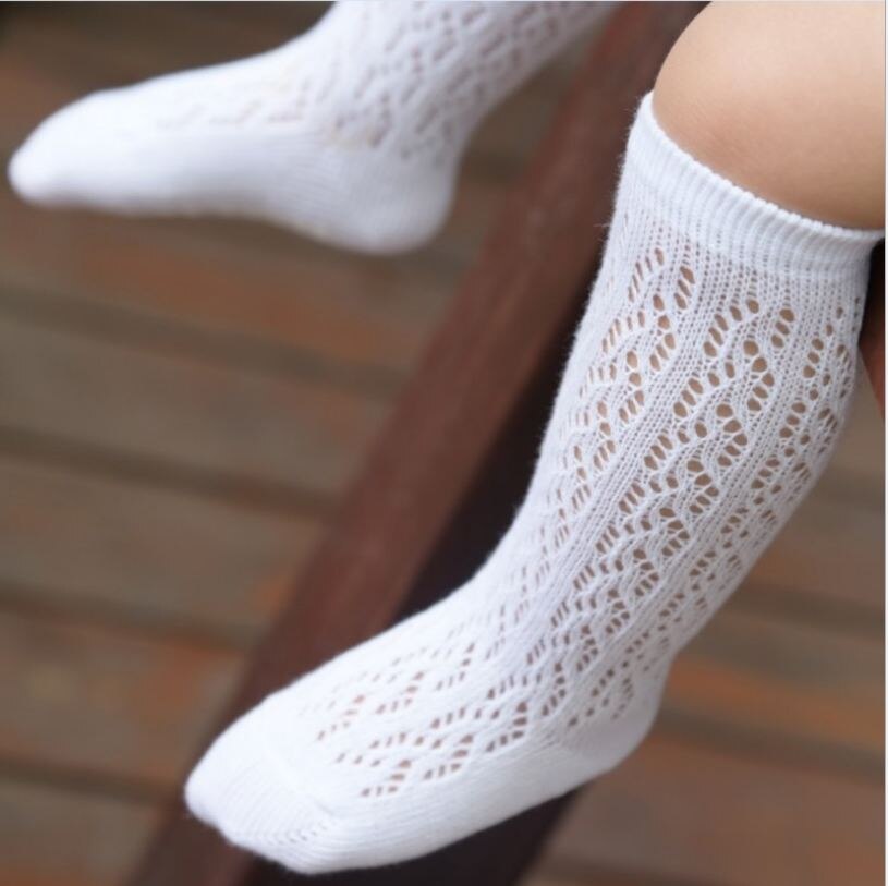 Calcetines para bebé Y niñas, Unisex, sólido, lindo, Delgado hasta la rodilla, medias de algodón suaves, blanco, rosa, azul, amarillo, 0-4 Y: A / 2-4T