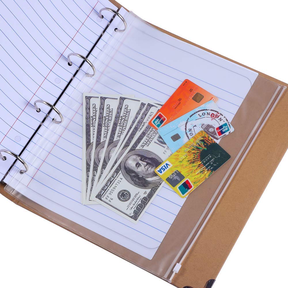 10 Pack Binder Pockets 4 Holes Zipper Folders Provide Long-Term Protection for Documents Pictures（290mm x 218mm）