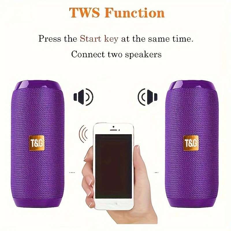 Tg117 bärbara bluetooth-högtalare för utomhusbruk, trådlös bashögtalare, gratis samtal/fm/tf-kort/usb-minne, anslutning för mobiltelefon/surfplatta/tv