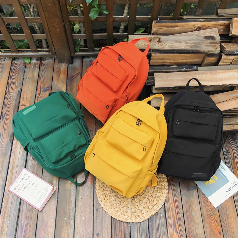 HOCODO Einfarbig Rucksack Für Frauen Wasserdichte Nylon Multi Tasche Reise Rucksäcke Große Kapazität Schule Tasche Für Teenager