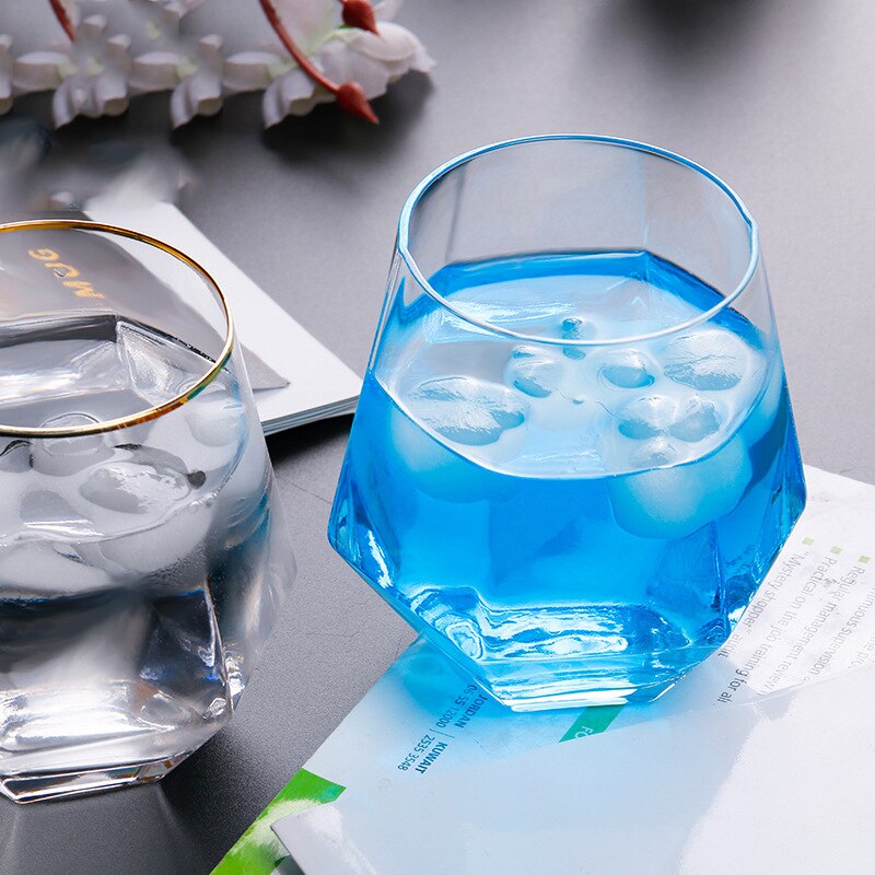 Kristall diamant glas koppar transparent kontur i guld hushållssaft mjölk/öl/whisky/vinglas bar drinkware