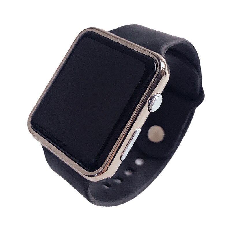 Studenten kijken naar mannen, led digitale horloges, vrouwen, elektronisch horloge, studenten, sporthorloges, siliconen, vierkant horloge, kinderhorloge, klok: Zwart roze goud