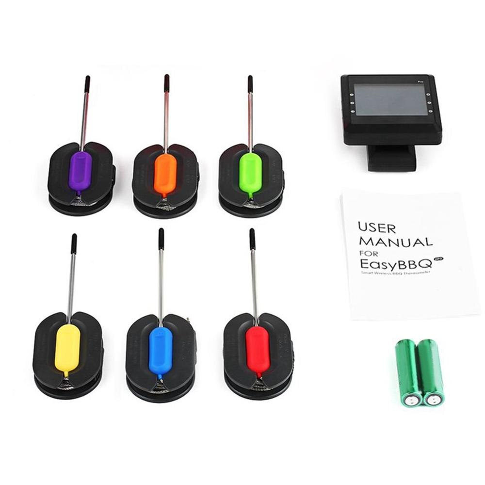 Smart Wireless BBQ Thermometer 6 Channels 6 Probes Remote Digital BBQ Food Meat Thermometer Real Time Status Black