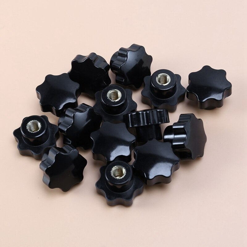 JFBL 14Pcs M8 Clamping Knob Thumbscrew Knurled Knobs Screw On Plum Blossom Shaped Head Knob Threaded Clamping Grip Knobs