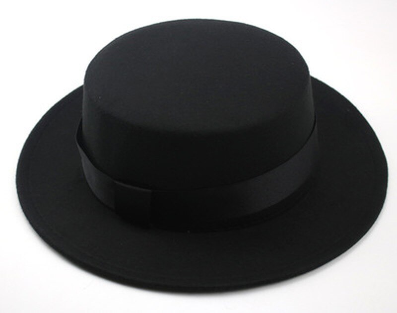 kids fedora hats for boys girls solid color flat top with ribbon band belt winter hats autumn big brim formal black kids hat