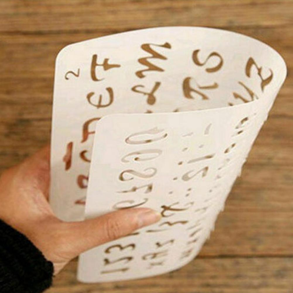 English Alphabet Number DIY Scrapbook Drawing Template Measuring Ruler Stencil