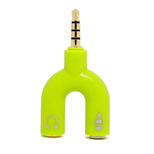 1PC Dual 3,5 MM U Typ Adapter Kopfhörer Stecker Audio Kabel Splitter Mikrofon 2 in 1 Schwenk Stecker jack Stecker Adapter: green