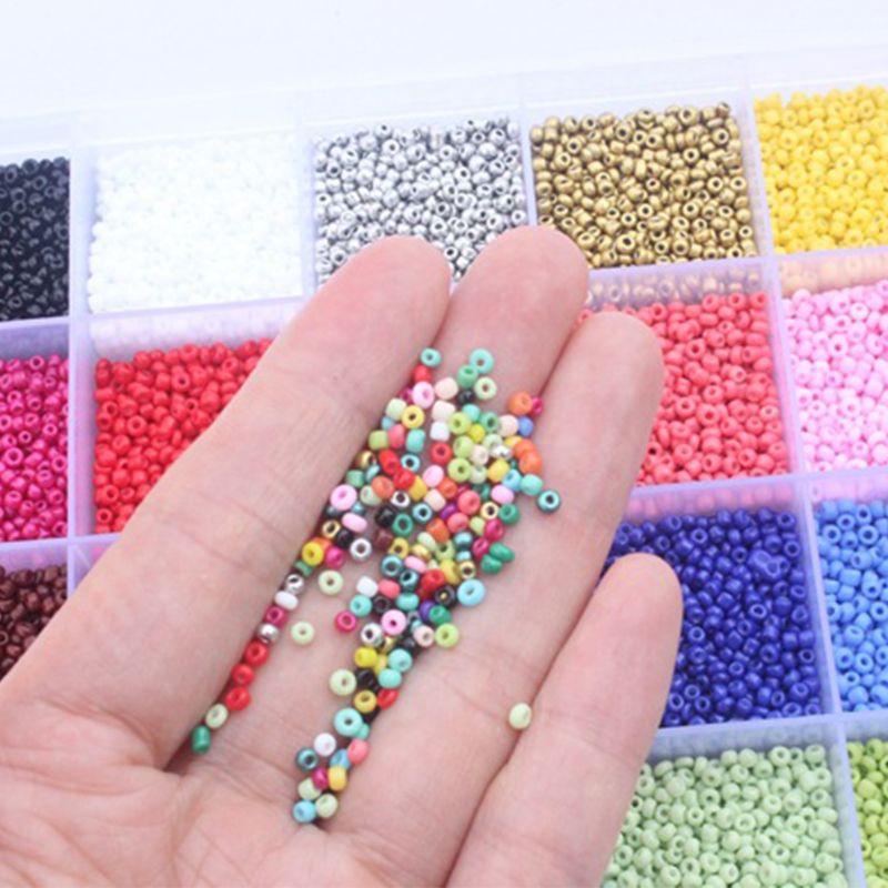 24000Pcs 24 Grid 2mm Small Glass Seed Beads for Jewelry Making Mixed Opaque Colors DIY Bracelets Necklaces Crafts Beading Kits