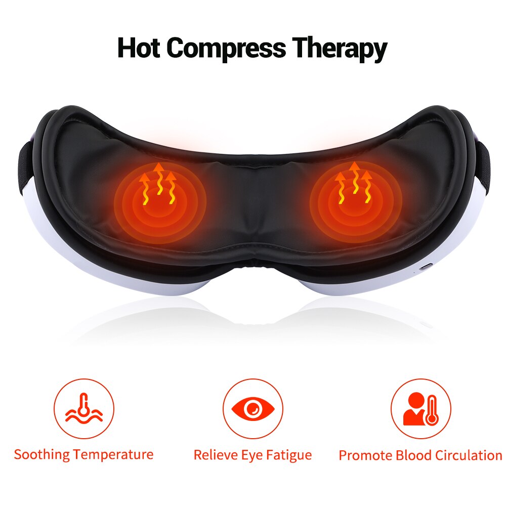 Rechargeable Eye Massager Air Pressure Eye Massage Compress Vibration Massage for Eye Glasses Foldable Music Eye Care Device