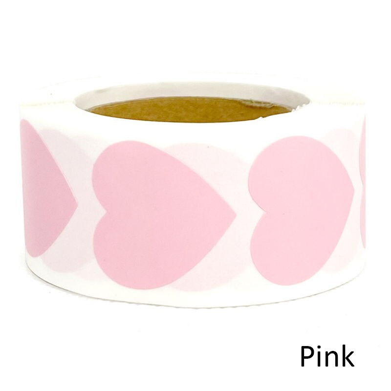 500pcs/roll Heart Shaped Blank Stickers seal Labels red stickers scrapbooking for Package wedding decoration stationery sticker: Pink