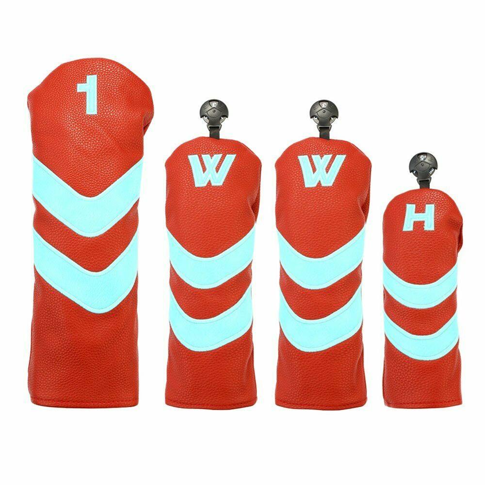 4PCS Golf Wood Club Head Covers Driver Fairway Woods Hybrid Headcovers UT Club Headcovers For TM SC OB: 4PCS Red Geadcover