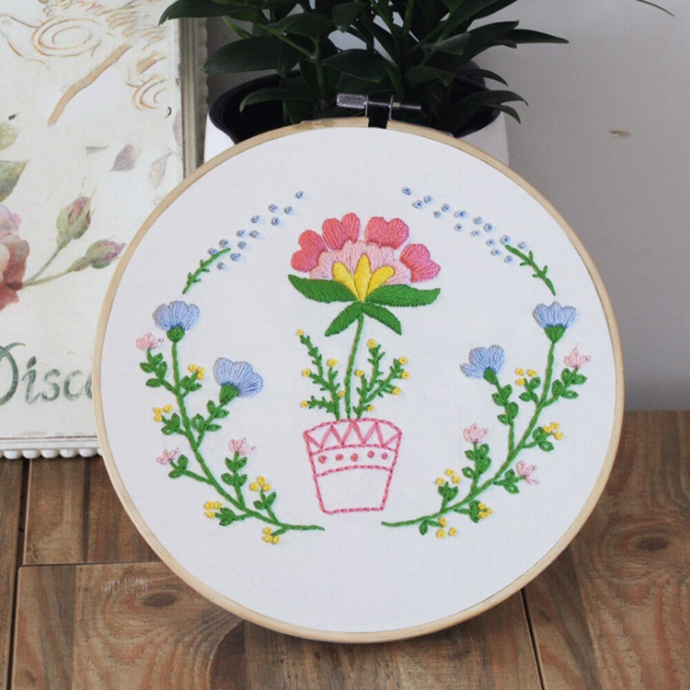 DIY Embroidery Flower Handwork Needlework for Beginner Cross Stitch Kit Ribbon Painting Embroidery Home Decoration: J050480A