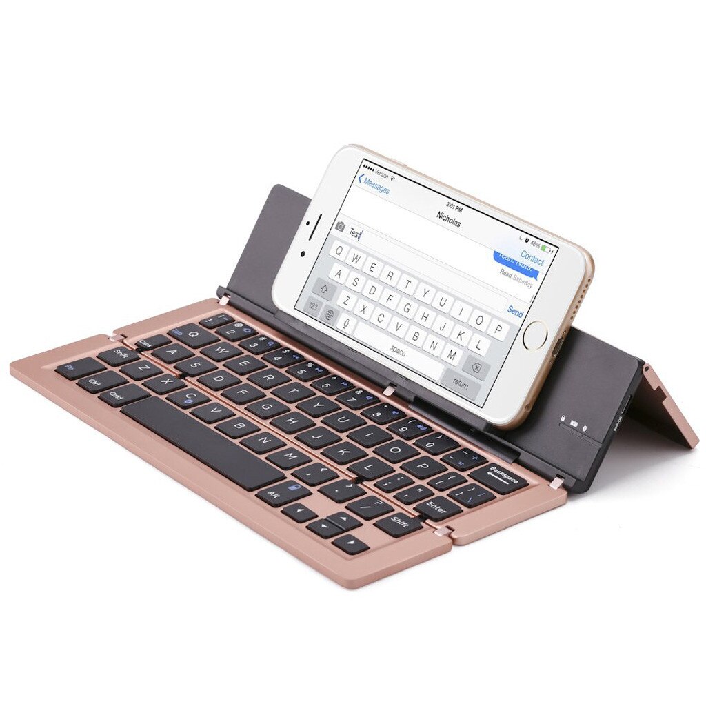 portable aluminum alloy folding keyboard foldable compatible mobile typing keyboard office keyboard