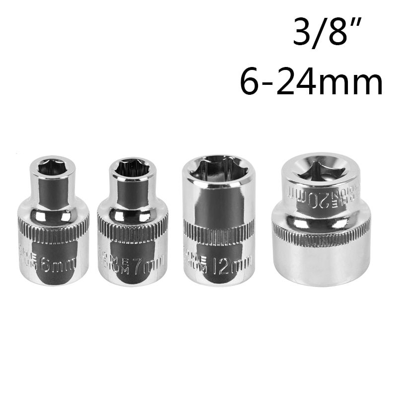 3/8" 6-24mm torque wrench socket spanner head sleeve double end hexagonal hand Tools