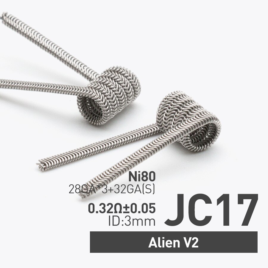 Volcanee 10pcs Ni80 Nichrome Alien V2 Parallel Fused Clapton Coils for E Cig RDA RTA Atomizer Heating Wire Vape Prebuilt Coil: Alien V2 0.32