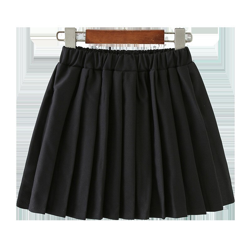 Jupe plissée pour filles, vêtements décontractés, couleur unie, courte, noire, taille élastique, vêtements pour enfants de 12 à 14 ans, printemps et été