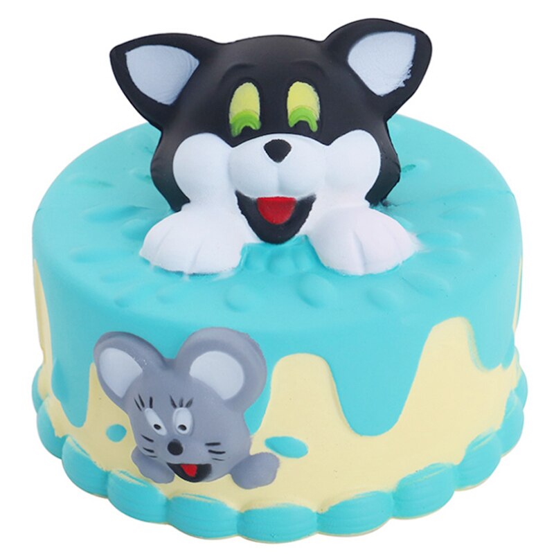 Jumbo Cat Cake Squishy Kawaii Slow Rising Soft Squeeze Toy PU Bread Cake Scented Stress Relief Toy for Kid Xmas: Blue