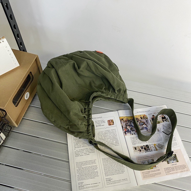 100% Katoen Tiener High Street Canvas Hobo Schoudertas Student Casual Zachte Doek Big Size School Boek Laptop Messenger Bag: green
