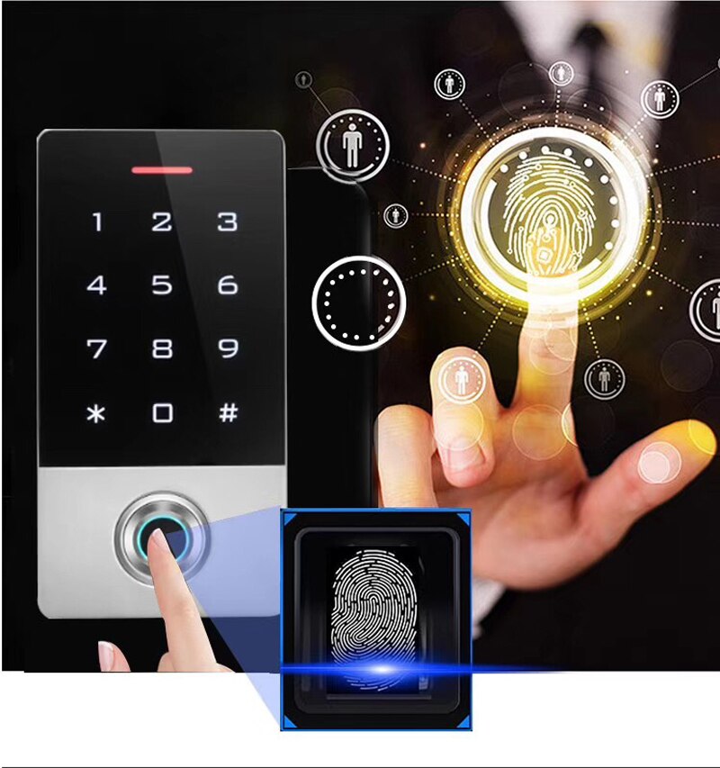 Backlight Waterproof Touch key 10000 user 125khz RFID Fingerprint Access Control Electronic Door Lock Electric Gate Opener