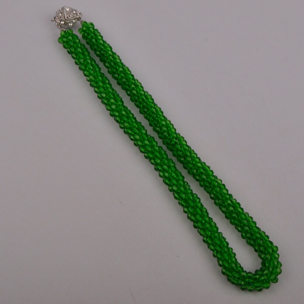 Colorful Crystal Beaded African Necklace European and American Necklace Costume Necklace Set: Green