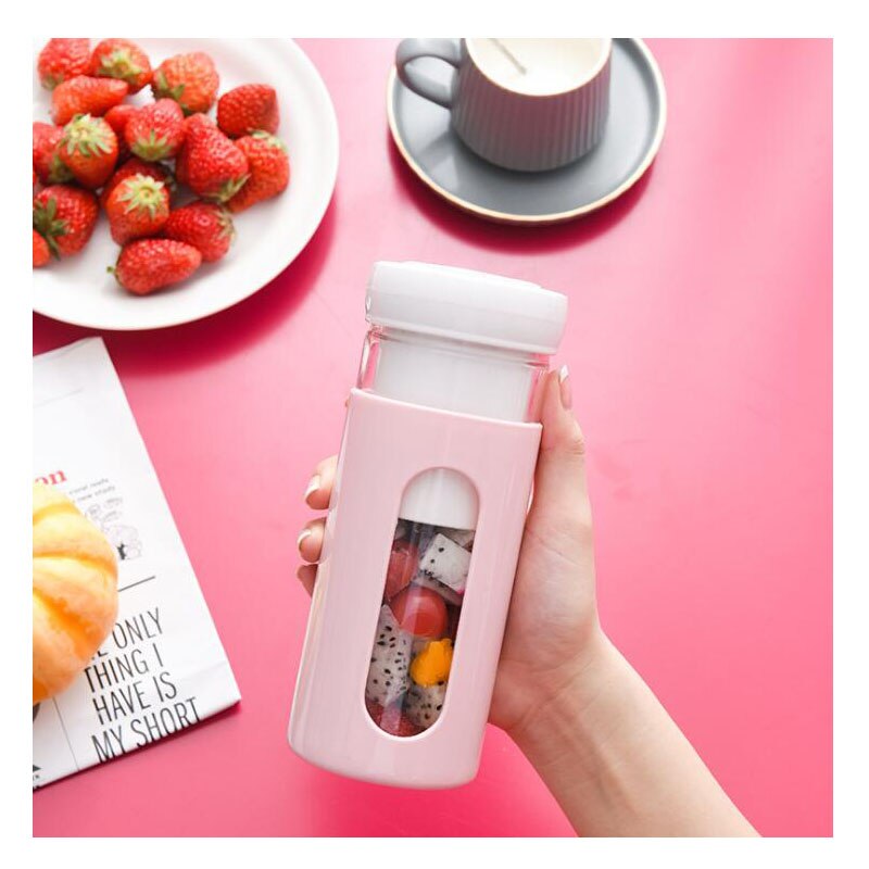 300ml portable glass juicer small household juicer cup mini electric fruit juice machine freshly squeezed