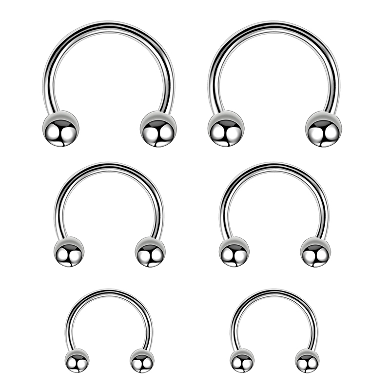 6 Stuks Septum Neus Piercing Ring Cirkelvormige Hoefijzervormige Halters Voor Oorlip Wenkbrauw Lichaam Pirercing Bal Kegel Cbb Stalen Hoepel 20G 0.8Mm: Licht Geel Goud Kleur
