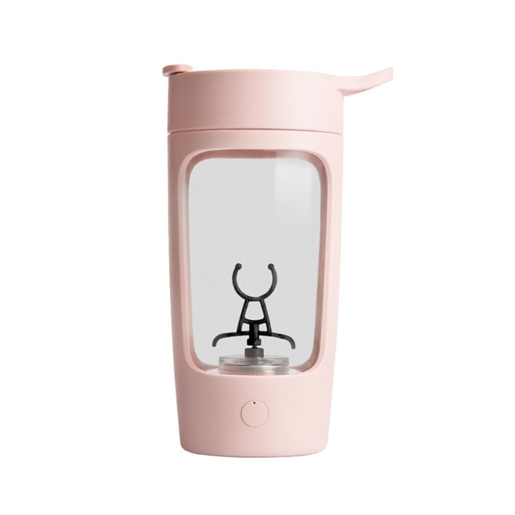 Bærbar lækagesikker elektrisk shaker flaske 650ml usb genopladelig proteinpulver shaker mixer kopper vandflaske til sportsgymnastik: Lyserød