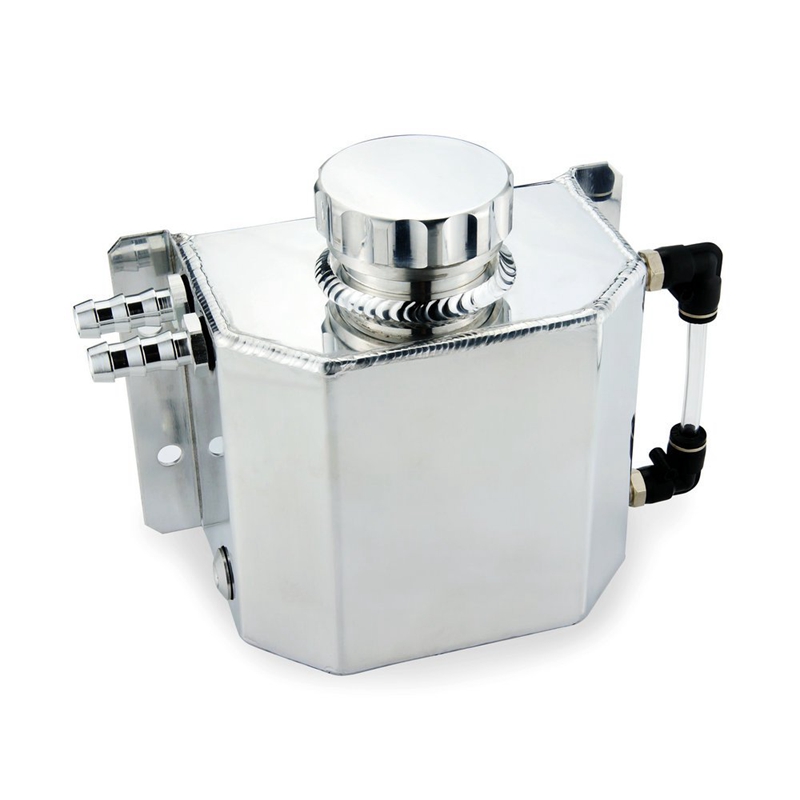 Universal 1L Aluminum Auto Radiator Coolant Expansion Alloy Tank With Drain Plug 1000Ml