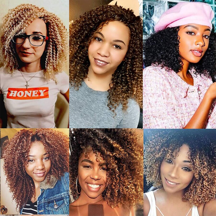 TOMO 12Inch Marlybob Crochet Hair Afro Kinky Curly Crochet Braids Short Ombre Braiding Hair Synthetic Hair Extension for Girls