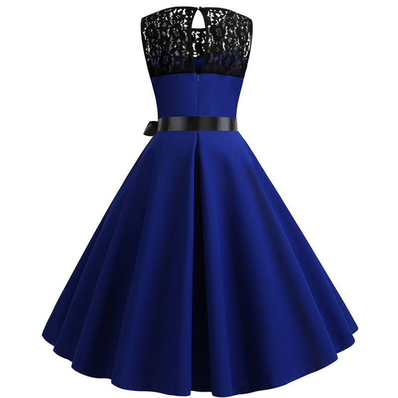 Party Dress Women Summer Lace Vintage Vestidos 50s 60s Rockabilly Swing Dress Casual Midi Dresses