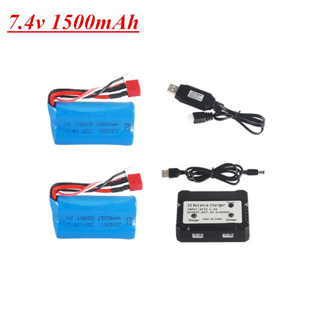 7.4v 1500mah 18650 battery for Wltoys 12428 12401 12402 12403 12404 12423 FY-03 FY01 FY02 Rc toys Car Parts 7.4v battery T plug