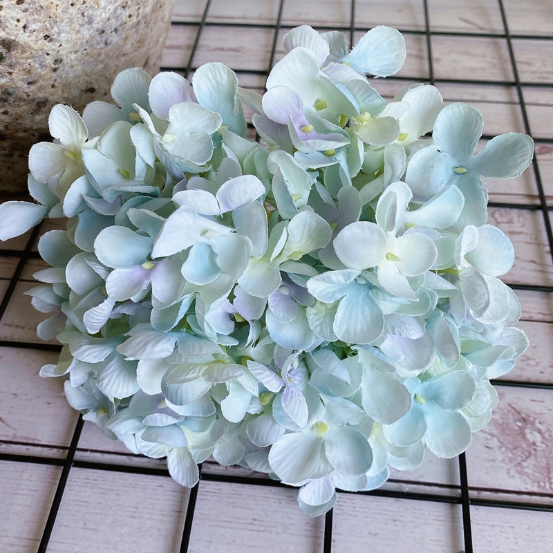Store godt lavet nordisk stil hortensia blomsterhoveder silke kunstige blomster diy projekter leverer hvide blomster