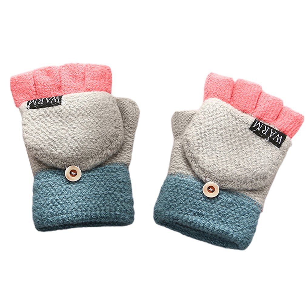 Winter Handschuhe Warme halb-Finger Und Garn Clamshell freundlicher Handschuhe warm Halten Cabrio kippen oben Fingerlose Fäustlinge Handschuhe: 2