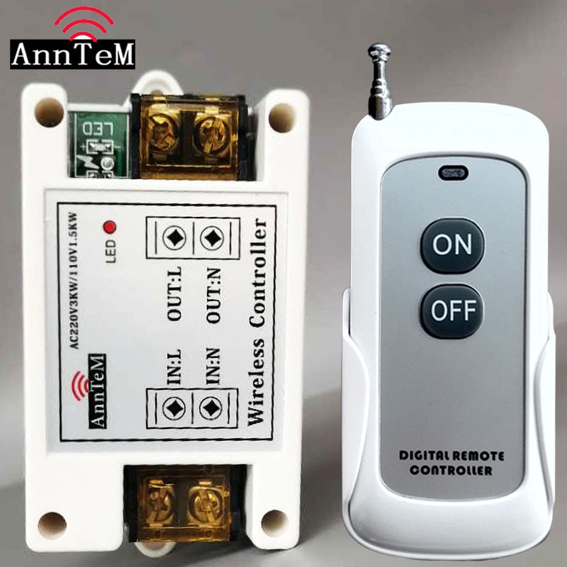 ANNTEM 110V-220V Lamp pump motor oil pump LED Long Distance One Way High Power 3000W Remote Control Switch