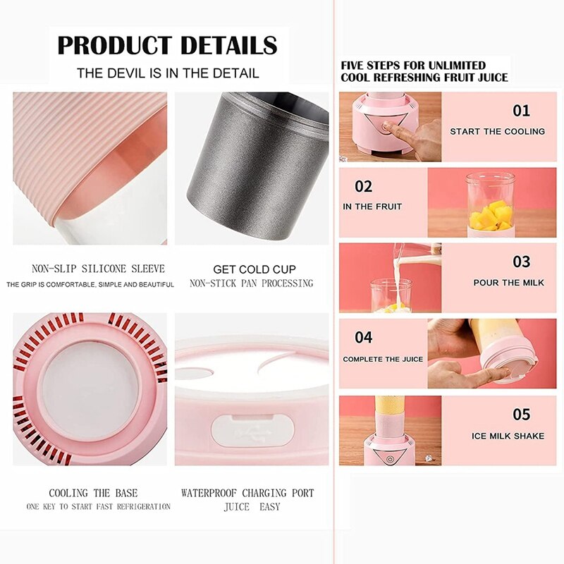 Electronic Cooling Personal Blender,Smoothies Juicer, Rechargeable Mini Size Cooling Blender,for Home Office Travel