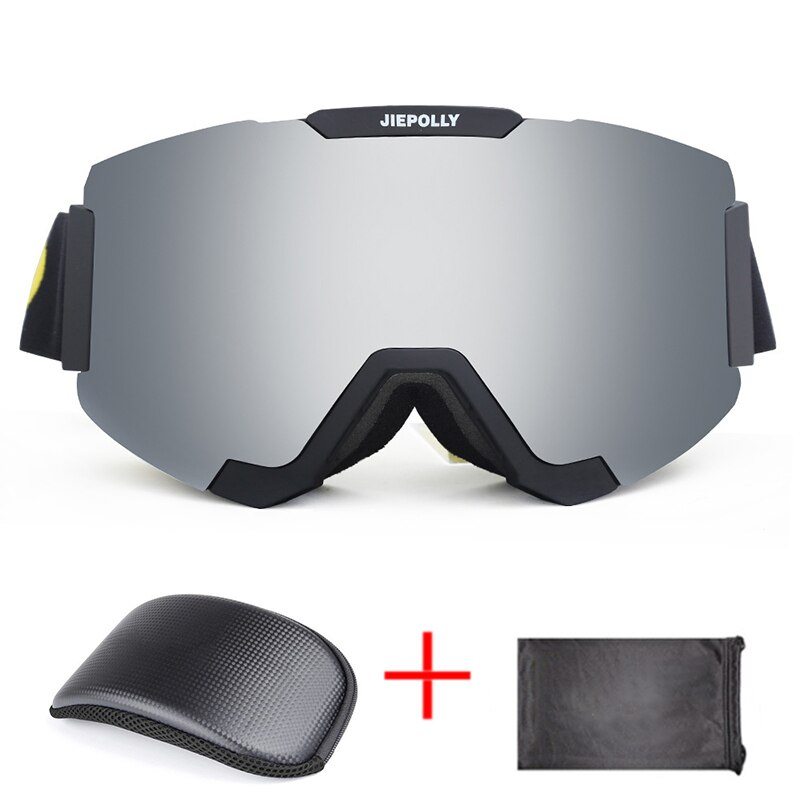 Magnetische Ski brille Skifahren skaten Doppel Objektiv UV400 Anti Nebel unisex Snowboard Ski Brille Ski Objektiv Schnee Brillen + Goggle fallen: Silber-