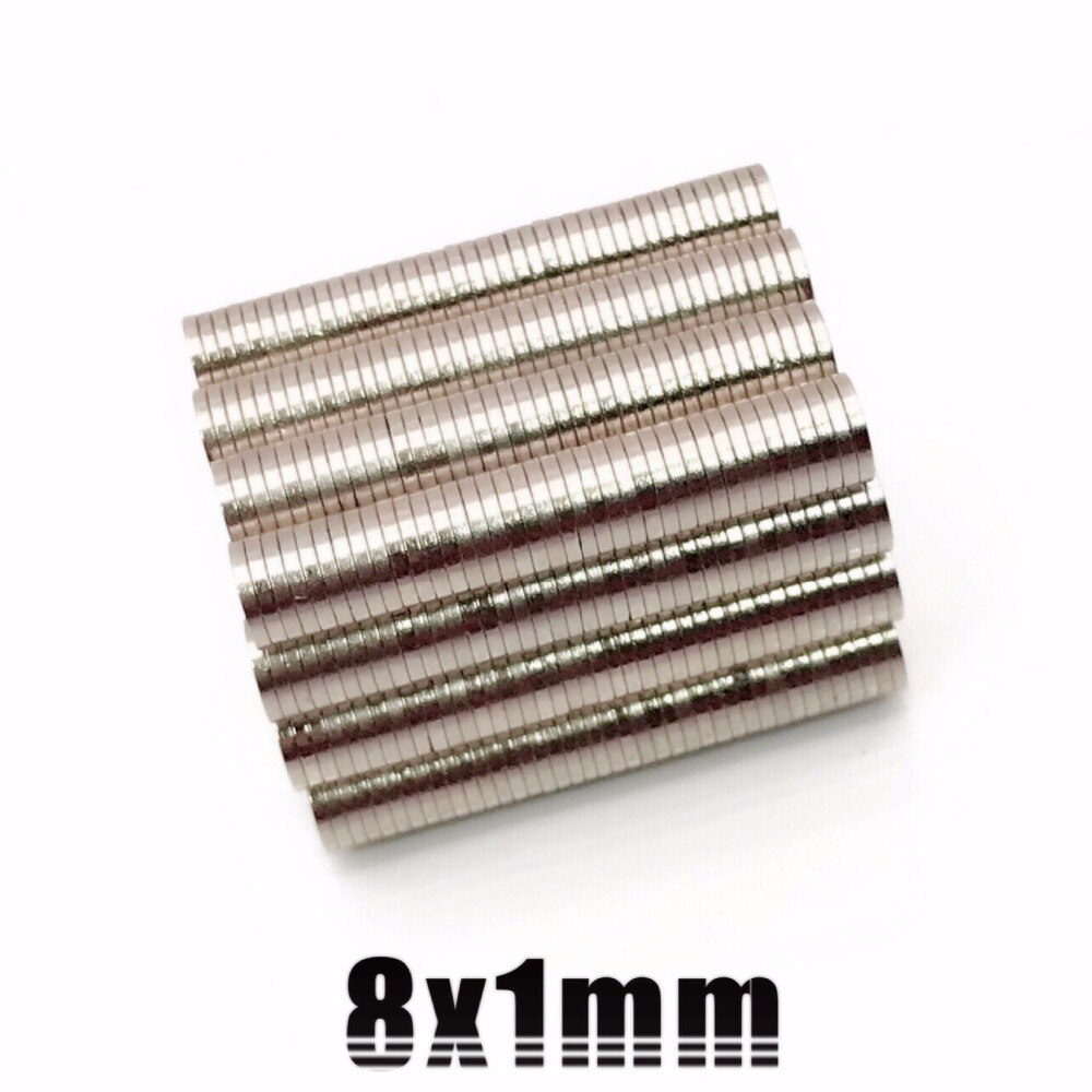 Disques magnétiques permanents Super puissants N35 en néodyme, 8mm x 1mm, lot de 10/50/100/200/500 pièces