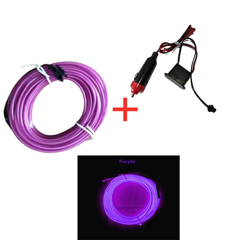 2M Auto Innen Dekorative Lampen Streifen Atmosphäbetreffend Lampe Kaltes Licht Dekorative Armaturenbrett Konsole Auto LED Umgebungs Lichter Adapter: Rosa